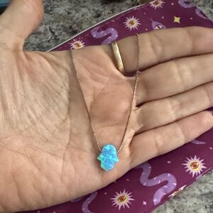 Elegant Blue Opal Pendant Necklace